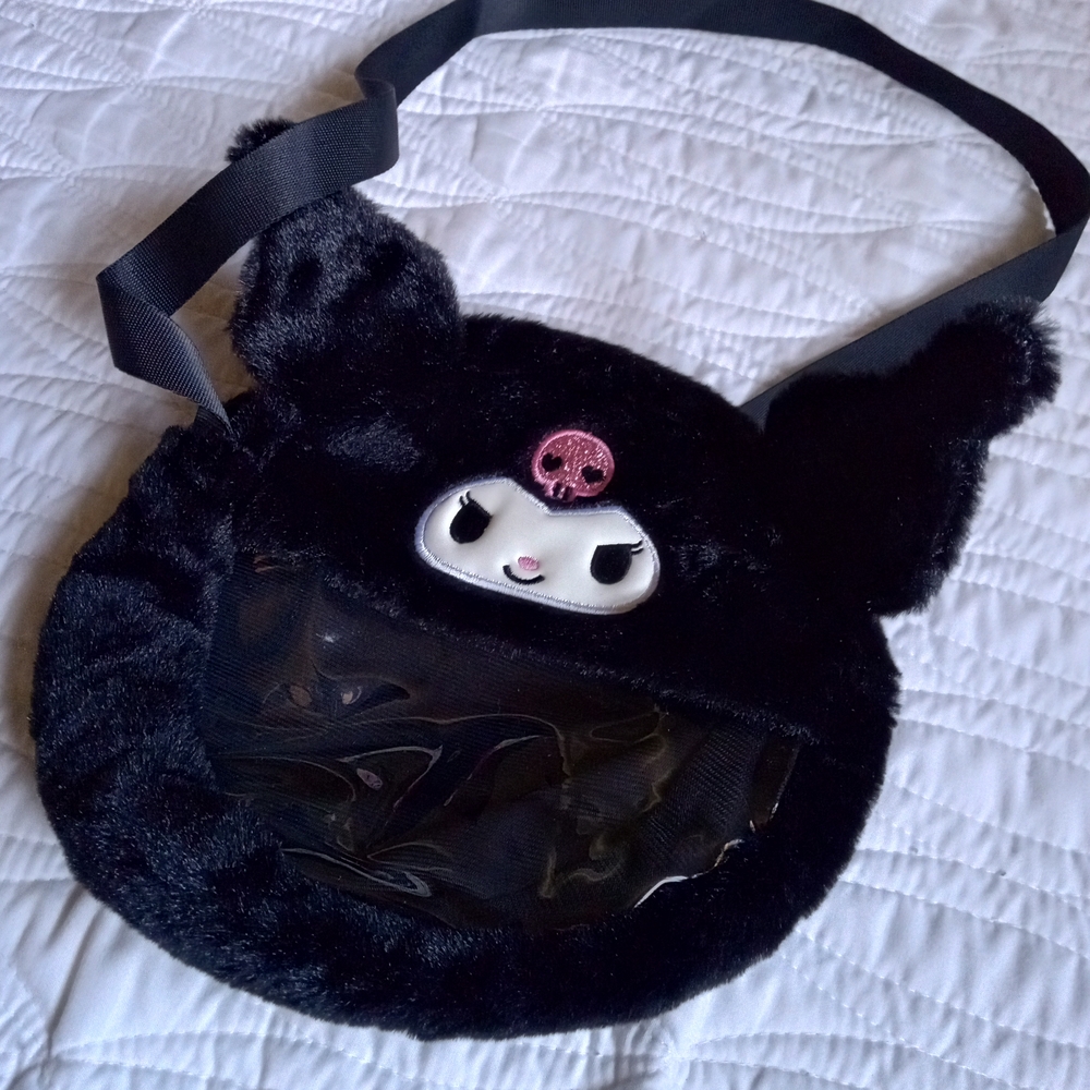 Kuromi Black Plush Character Shoulder Bag